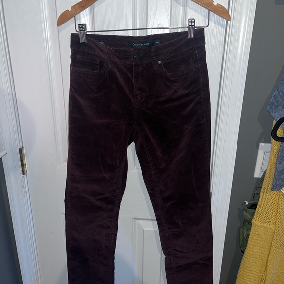 Calvin Klein Deep Burgundy/ Plum Ultimate Skinny Corduroy 5 Pocket Pants - Picture 2 of 7